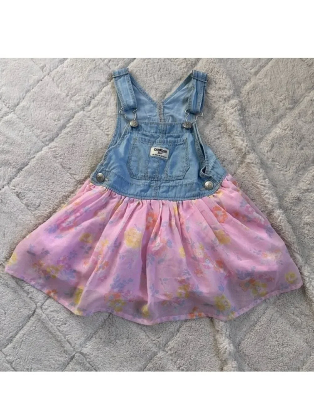 Oshkosh B'Gosh | Pink Denim Floral Skirtall | Size 3T